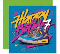 7th Birthday Cards for Girls and Boys, Cool Sneaker Graffiti Street Art | Happy Birthday Card for 7 Year Old Boy Girl Cousin Daughter Grandson Son, 145mm Bday Greeting Cards