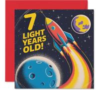 7th Birthday Cards for Boys Girls - Light Years Old - Happy Birthday Card for 7 Year Old Boy Girl Nephew Cousin Sister Brother, 145mm Bday Greeting Cards