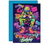 7th Birthday Cards for Girls Boys - Video Gamer Game - Happy 7 Birthday Card for Son Daughter Nephew Niece Grandson, A5 Seven Seventh Bday Greeting Cards