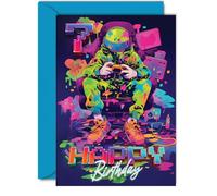 7th Birthday Cards for Girls Boys - Video Gamer Game - Happy 7 Birthday Card for Son Daughter Nephew Niece Grandson, 5x7 Inch Seven Seventh Bday Greeting Cards