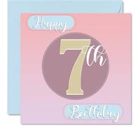 7th Birthday Cards for Girls - Sewing Stitch - Happy Birthday Card for 7 Year Old Girl Granddaughter Niece Daughter Cousin, 145mm Bday Greeting Cards