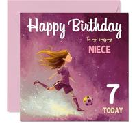7th Birthday Cards for Niece, Football Girl