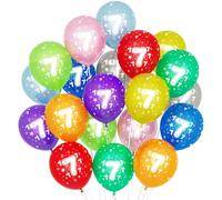 7th Birthday Decorations - 20Pcs 12'' Multicolored Balloons for Girls Boys Kids - Number 7 Latex Party Balloons