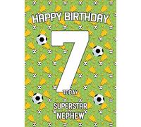 7th Birthday Football Card for Nephew - From Auntie Uncle Greeting Gift Keepsake Blank Inside Hobby Theme Premium Quality Envelope Included UK Seller