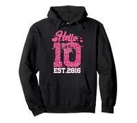 7th Birthday Girl Pink Coquette Bow Hello Seven 7 Years Old Pullover Hoodie