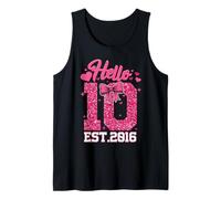 7th Birthday Girl Pink Coquette Bow Hello Seven 7 Years Old Tank Top