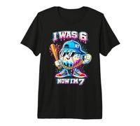 7th Birthday I was 6 Now I'm 7 Baseball Ice Cream Drip Kids Premium T-Shirt