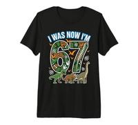 7th Birthday I was 6 Now I'm 7 Six Seven 67 Dino T-Rex Premium T-Shirt