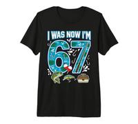 7th Birthday I was 6 Now I'm 7 Six Seven 67 Fishing Fish Boy Premium T-Shirt
