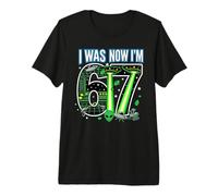 7th Birthday I was 6 Now I'm 7 Six Seven 67 Space Alien UFO Premium T-Shirt