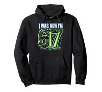 7th Birthday I was 6 Now I'm 7 Six Seven 67 Space Alien UFO Pullover Hoodie