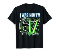 7th Birthday I was 6 Now I'm 7 Six Seven 67 Space Alien UFO T-Shirt