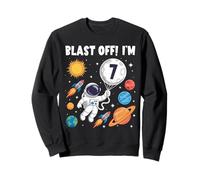 7th Birthday Outer Space 7 Years Old Boys Space Theme Sweatshirt