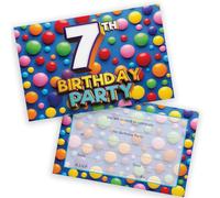 7th Birthday Party Invitations Kids - Candy Sweets Chocolate 20 Pack - Childrens Birthday Invitations for Boys/Girls A6 Bday Party Invites Invitation Cards with Folding Envelopes