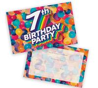7th Birthday Party Invitations Kids - Rainbow Balloons 20 Pack - Childrens Birthday Invitations for Boys/Girls A6 Bday Party Invites Invitation Cards with Folding Envelopes