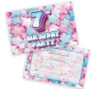 7th Birthday Party Invitations Kids - Sweet Marshmallow 20 Pack - Childrens Birthday Invitations for Boys/Girls A6 Bday Party Invites Invitation Cards with Folding Envelopes