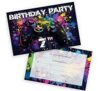 7th Birthday Party Invitations Kids - Video Gamer Gaming 20 Pack - Childrens Birthday Invitations for Boys/Girls A6 Bday Party Invites Invitation Cards with Folding Envelopes