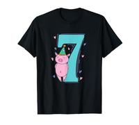7th Birthday Piggy Child Girl Boy Value Graphic T-Shirt