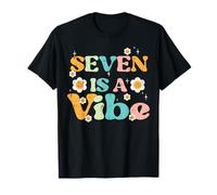 7th Birthday Seven is A Vibe Retro 7 Bday Groovy Girls Kids T-Shirt