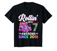 7th Birthday Shirt Girl 7 Year Old Roller Skate Skating T-Shirt