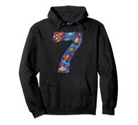 7th Birthday Space Rockets Planets UFO Seven Pullover Hoodie