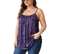 7th Element Plus Size Tank Tops for Women Camisoles Cami Dress Loose Fit Sleeveless Flowy Spaghetti Strap Summer Woman Clothes, A11 - Floral 4, 2X