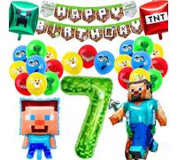 7th Gamer Birthday Decorations,Kids' Party Decorations,Balloons Banner,Aluminum Foil Balloons,Gaming Theme Party Supplies Decoration(7 years old)