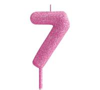 7th Glitter Birthday Candles, Pink Birthday Number Candle for Cake Topper Decorations for Girls Birthday Party Wedding Anniversary Celebration Supplies