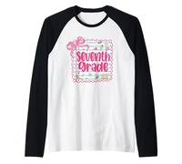 7th Grade Team First Day of School Seventh Grade Teacher Bow Raglan Baseball Tee
