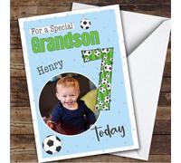 7th Grandson Football Boys Custom Personalised Birthday Card - Personalised Birthday Greeting Card for Kids, Custom Birthday Card