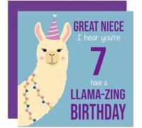 7th Great Niece Llama Birthday Card - Llamazing - Funny Llama Great-Nieces Birthday Card for 7 Year old Kids seven, seventh