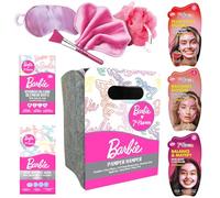 7th Heaven Barbie Pamper Hamper (Contains 4 Face Masks, 24 Spot Patches, Cleansing Cloth, Applicator, Sleep Mask, Body Puff) Pamper Gifts for Women & Girls - Genuine 7th Heaven Girls Skincare Gift Set