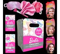 7th Heaven Barbie Pamper Hamper (Contains 4 Face Masks, 24 Spot Patches, Cleansing Cloth, Applicator, Sleep Mask, Body Puff) Pamper Gifts for Women & Girls - Genuine 7th Heaven Girls Skincare Gift Set