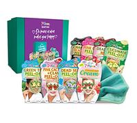 7th Heaven Face Mask Beauty Box Skincare Set - 8 x Face Masks & Soft Cleansing Face Cloth - 6 Variety Peel Off Face Masks, Dead Sea Mud Mask & Strawberry Cream Hydrating Mask - Gift Set with Box