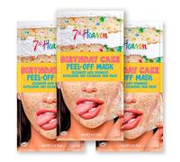 7th Heaven Birthday Cake Peel Off Face Masks (Pack of 3) Exfoliating Face Mask Skincare Set - Genuine 7th Heaven Face Masks Skincare