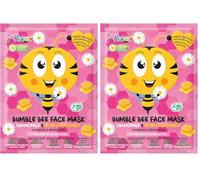 7th Heaven Bumble Bee Face Mask, Limited Edition Hydrating Face Mask for Sensitive Skin, For Children Age 8+, Cruelty Free Sheet Masks - Genuine 7th Heaven Face Masks Skincare (Pack of 2)
