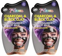 7th Heaven Charcoal Clay Peel Off Face Mask with Bakuchiol, Skin Rebalance Vegan Peel Off Mask - Genuine 7th Heaven Face Masks Skincare (Pack of 2)