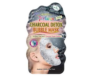 7th Heaven Charcoal Detox Bubble Sheet Mask with Purifying Charcoal, Collected Star Anise and Cleansing Oxygen Bubbles for a Brighter Complexion - Ideal for All Skin Types