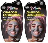 7th Heaven Charcoal Mud Mask with Glycolic Acid, Deep Cleanse Charcoal Exfoliating Face Mask, Vegan - Genuine 7th Heaven Face Masks Skincare (Pack of 2)