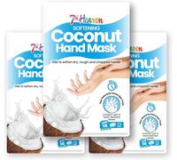 7th Heaven Coconut Hand Mask Gloves, 3-Pack Moisture Treatment for Hands | Argan and shea butter soften rough areas in nourishing mitts for a mess-free, vegan treat that revives tired palms.