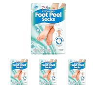 7th Heaven Exfoliating Foot Peel Socks -1 Pair Peeling Foot Mask with Glycolic Acid to Remove Hard Skin - Vegan Foot Mask for Soft, Smooth Feet in 60 Minutes - Baby Soft Foot Treatment (Pack of 4)