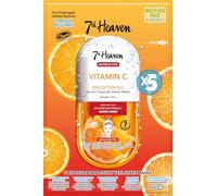 7th Heaven Vitamin C Sheet Masks - mulitpack of 5 Brightening Face Masks with Amino Acids & Vitamin C Serum, Vegan Skincare Set for Radiant, Hydrated Skin, Gentle & Suitable for All Skin Types
