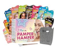 7th Heaven Pamper Hamper Skincare Set - 10 x Face Masks Skincare and 1 x Face Mask Applicator Brush - Gift Set of Peel Off Face Masks & Clay Face Mask Sachets