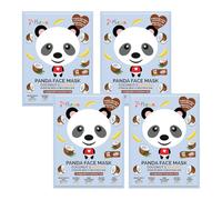 7th Heaven Panda Face Mask Multipack of 4 - Hydrating Kids & Teens Sheet Masks with Coconut & Banana - Moisturising & Soothing for All Skin Types - Cruelty-Free Skincare