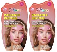 7th Heaven Pink Guava Peel Off Face Mask with Grapefruit, Radiance Restore Cleansing and Vegan Peel Off Mask - Genuine 7th Heaven Face Masks Skincare (Pack of 2)