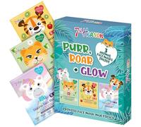 7th Heaven Purr, Roar + Glow Face Mask Gift Set (3 Kids Face Masks). Hydrating, Cruelty Free Sheet Masks for Sensitive Skin - Genuine 7th Heaven Skincare