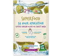 7th Heaven Superfood Intense Hydration Extra Virgin Olive Oil Biodegradable Bamboo Sheet Mask to Cleanse Skin for Long Lasting Hydration - Ideal for All Skin Types
