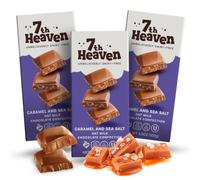 7th Heaven Vegan Caramel and Sea Salt Oat Milk Chocolate Bar 100g Pack of 3 | Vegan Chocolate Confection Made with Fair Trade Certified Cocoa - Non-GMO, Kosher Friendly Snack for Everyday Indulgence