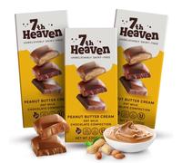7th Heaven Vegan Peanut Butter Oat Milk Chocolate Bar 100g, Pack of 3 | Vegan Chocolate Confection Made with Fair Trade Certified Cocoa - Non-GMO, Kosher Friendly Snack for Everyday Indulgence