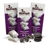 7th Heaven Vegan White & Cookies Oat Milk Chocolate Bar 100g, Pack of 3 | Vegan Chocolate Confection Made with Fair Trade Certified Cocoa - Non-GMO, Kosher Friendly Snack for Everyday Indulgence